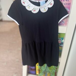 Bella Bliss Cadence Dress, Navy pique with cherry collar, EUC, sz 5T